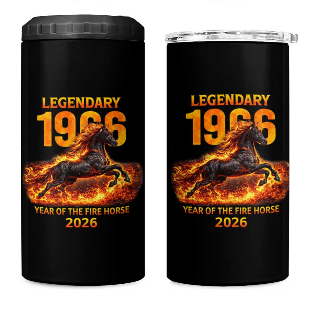 Legendary 1966 Year of the Fire Horse 4 in 1 Can Cooler Tumbler Fiery 2026 Zodiac Birthday Gift - Wonder Print Shop