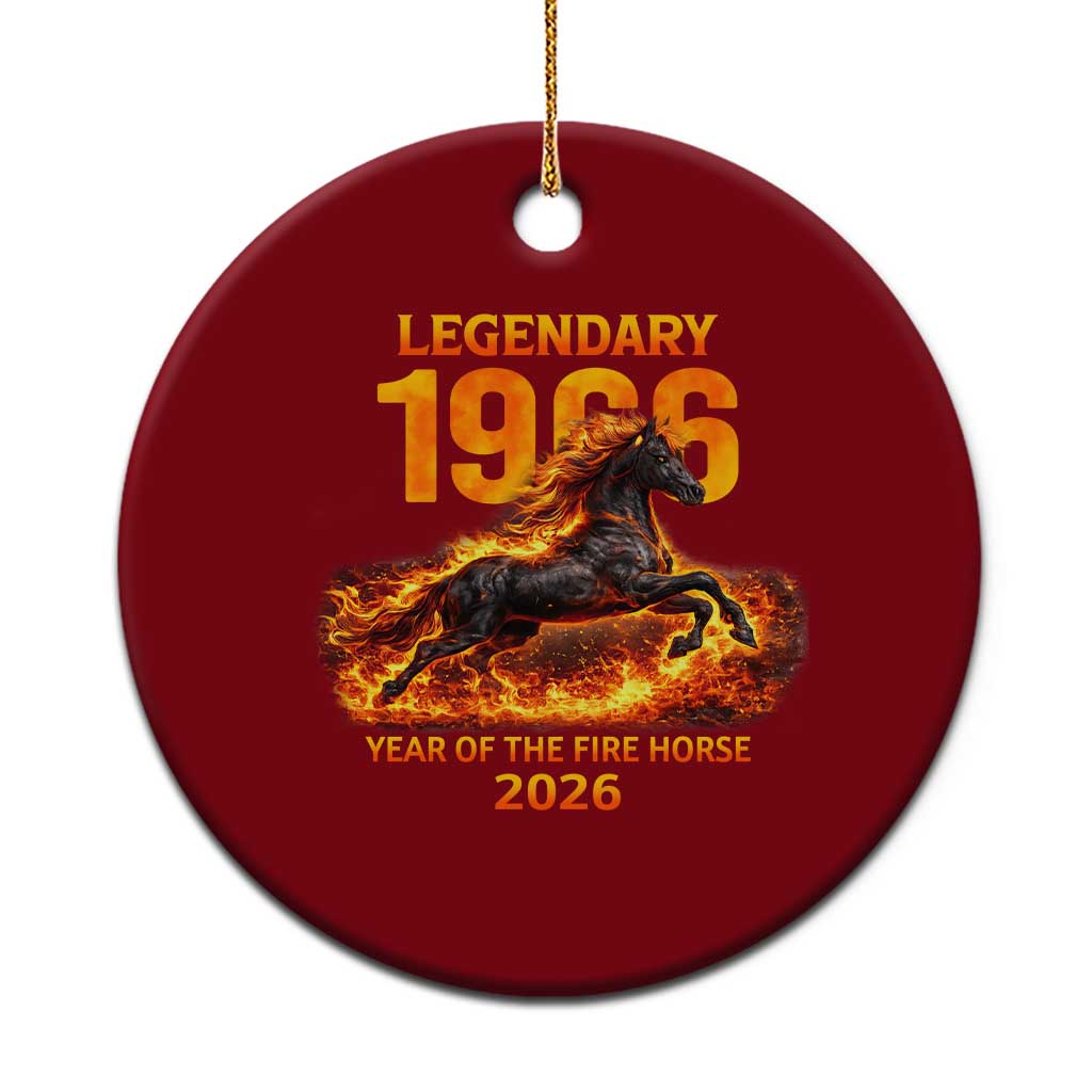 Legendary 1966 Year of the Fire Horse Ceramic Ornament Fiery 2026 Zodiac Birthday Gift - Wonder Print Shop