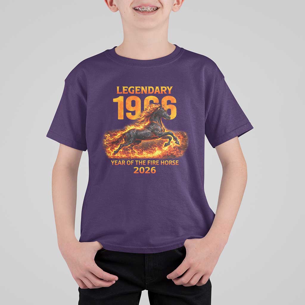 Legendary 1966 Year of the Fire Horse T Shirt For Kid Fiery 2026 Zodiac Birthday Gift - Wonder Print Shop