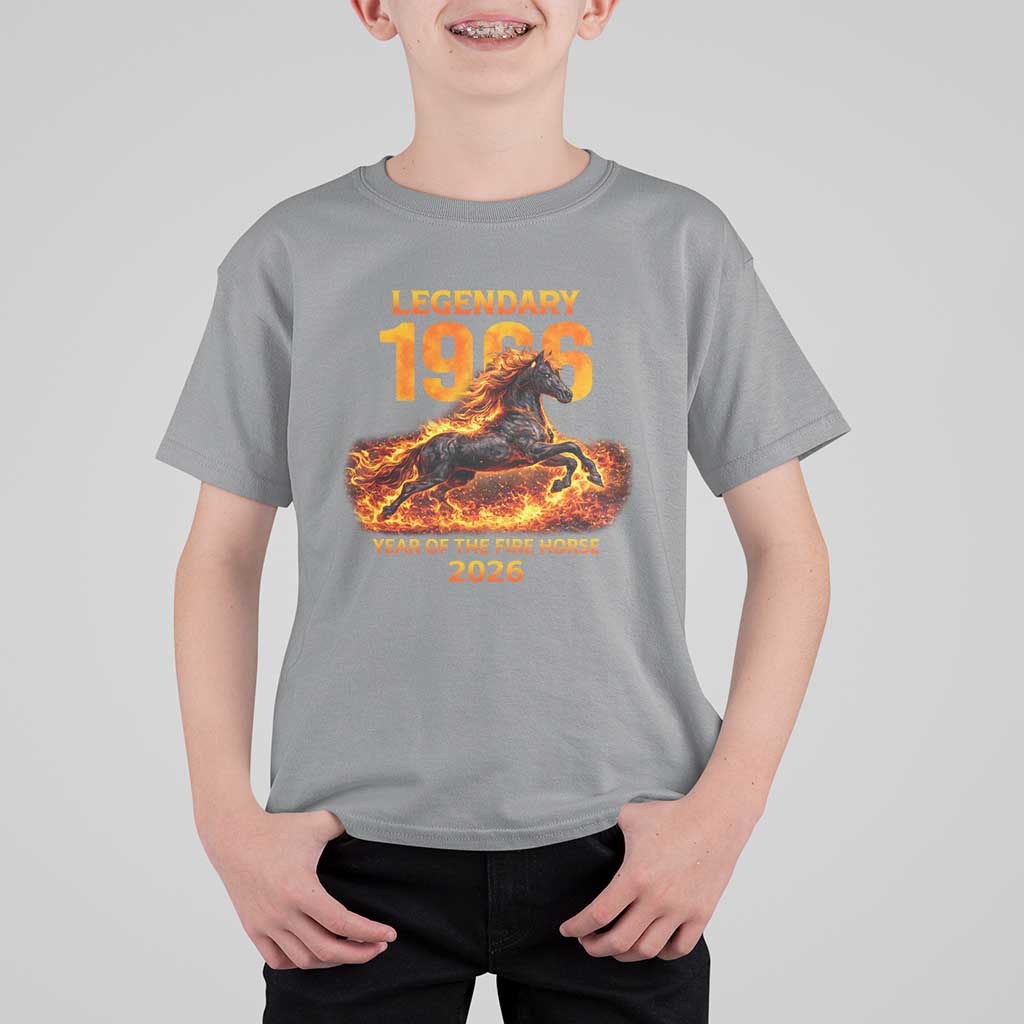 Legendary 1966 Year of the Fire Horse T Shirt For Kid Fiery 2026 Zodiac Birthday Gift - Wonder Print Shop
