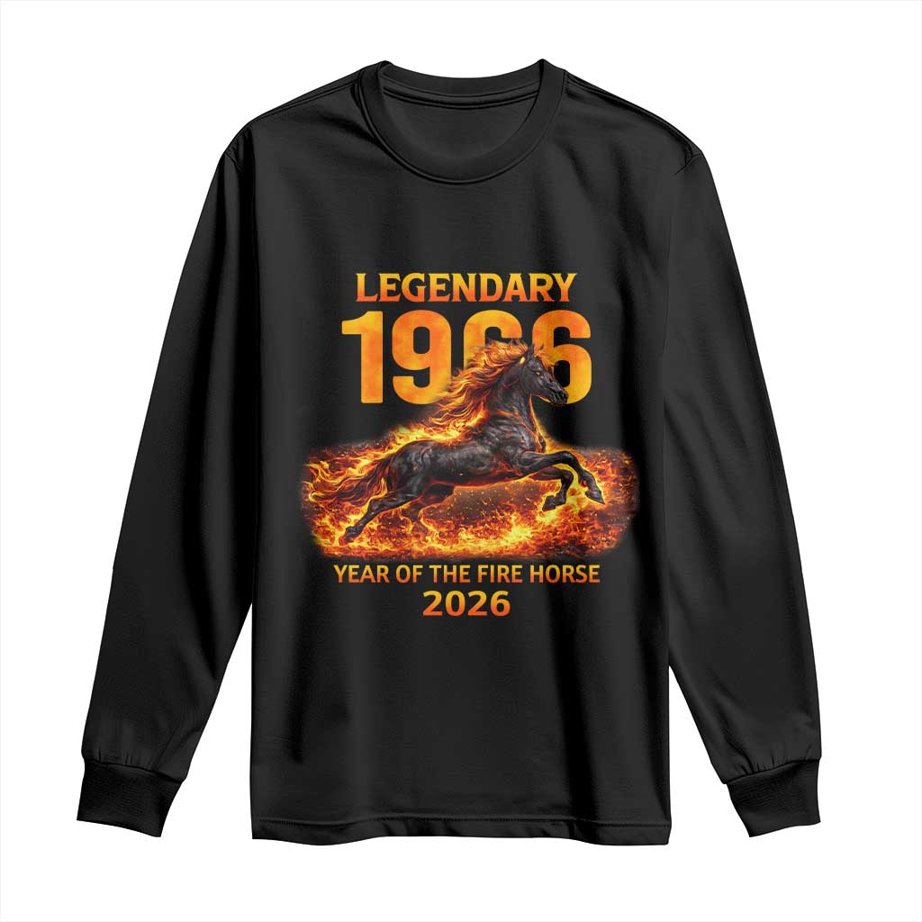 Legendary 1966 Year of the Fire Horse Long Sleeve Shirt Fiery 2026 Zodiac Birthday Gift - Wonder Print Shop