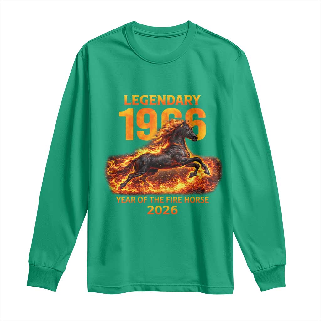 Legendary 1966 Year of the Fire Horse Long Sleeve Shirt Fiery 2026 Zodiac Birthday Gift - Wonder Print Shop