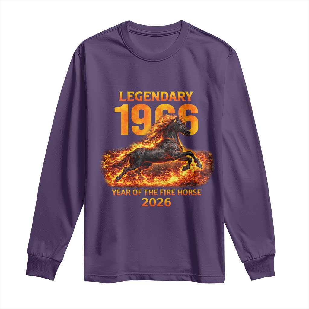 Legendary 1966 Year of the Fire Horse Long Sleeve Shirt Fiery 2026 Zodiac Birthday Gift - Wonder Print Shop