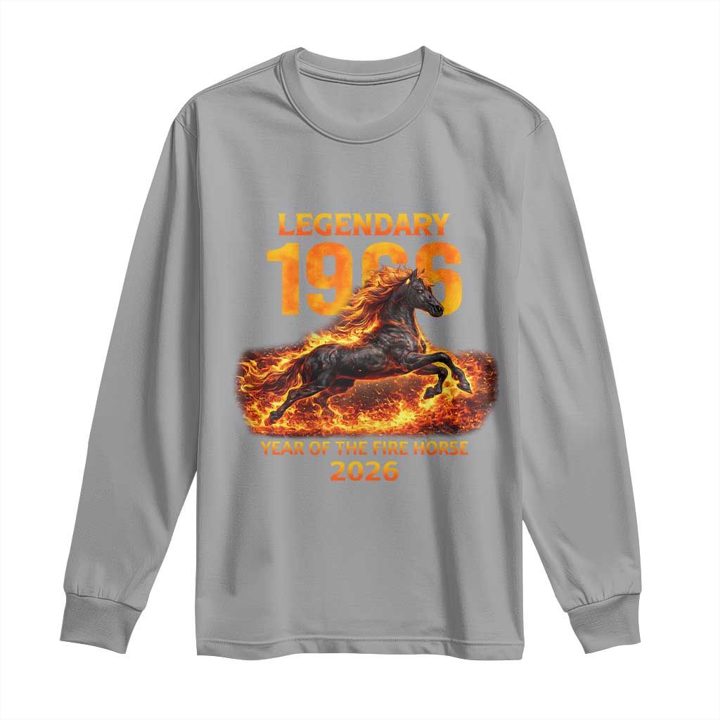 Legendary 1966 Year of the Fire Horse Long Sleeve Shirt Fiery 2026 Zodiac Birthday Gift - Wonder Print Shop