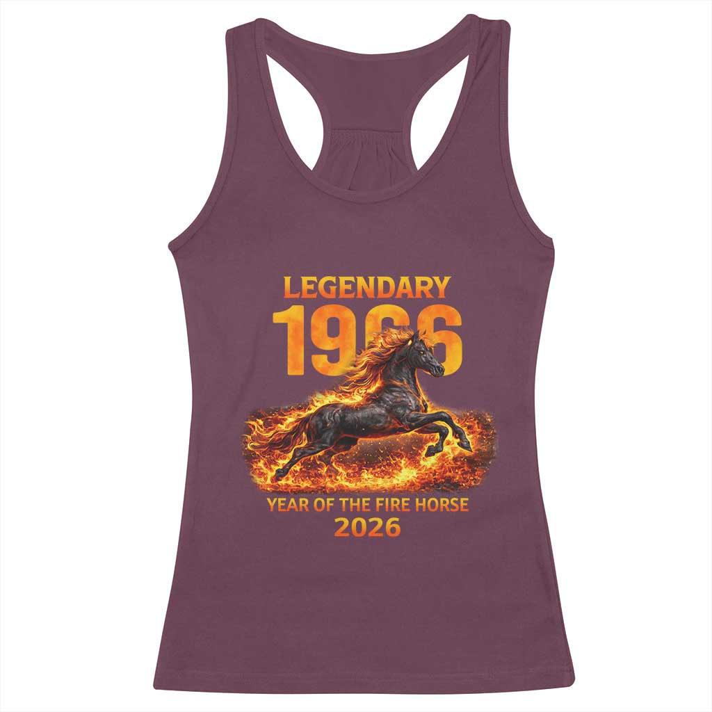 Legendary 1966 Year of the Fire Horse Racerback Tank Top Fiery 2026 Zodiac Birthday Gift - Wonder Print Shop