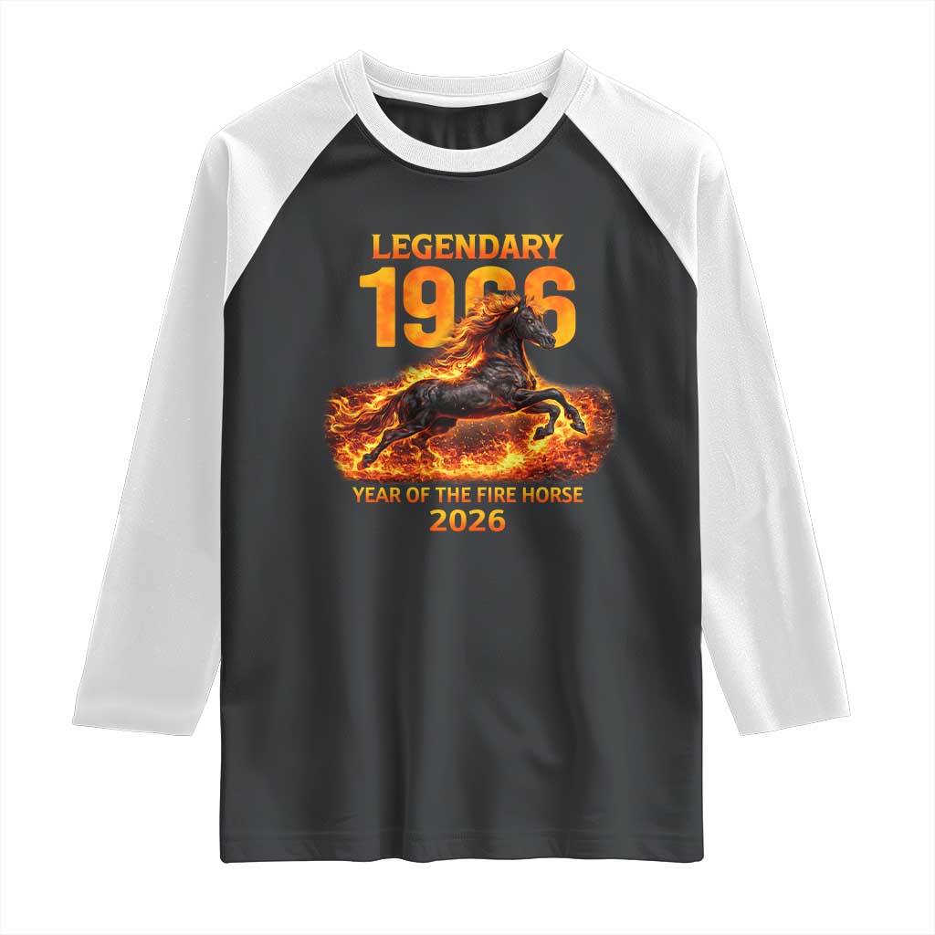 Legendary 1966 Year of the Fire Horse Raglan Shirt Fiery 2026 Zodiac Birthday Gift - Wonder Print Shop