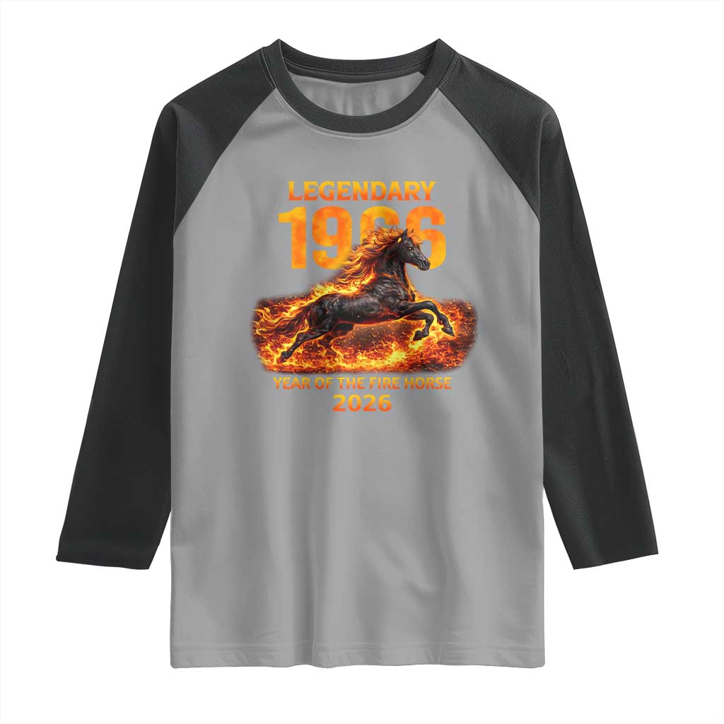 Legendary 1966 Year of the Fire Horse Raglan Shirt Fiery 2026 Zodiac Birthday Gift - Wonder Print Shop