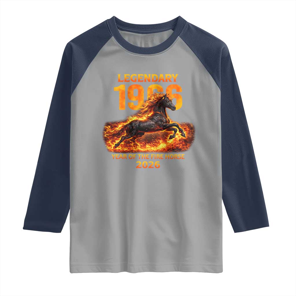 Legendary 1966 Year of the Fire Horse Raglan Shirt Fiery 2026 Zodiac Birthday Gift - Wonder Print Shop