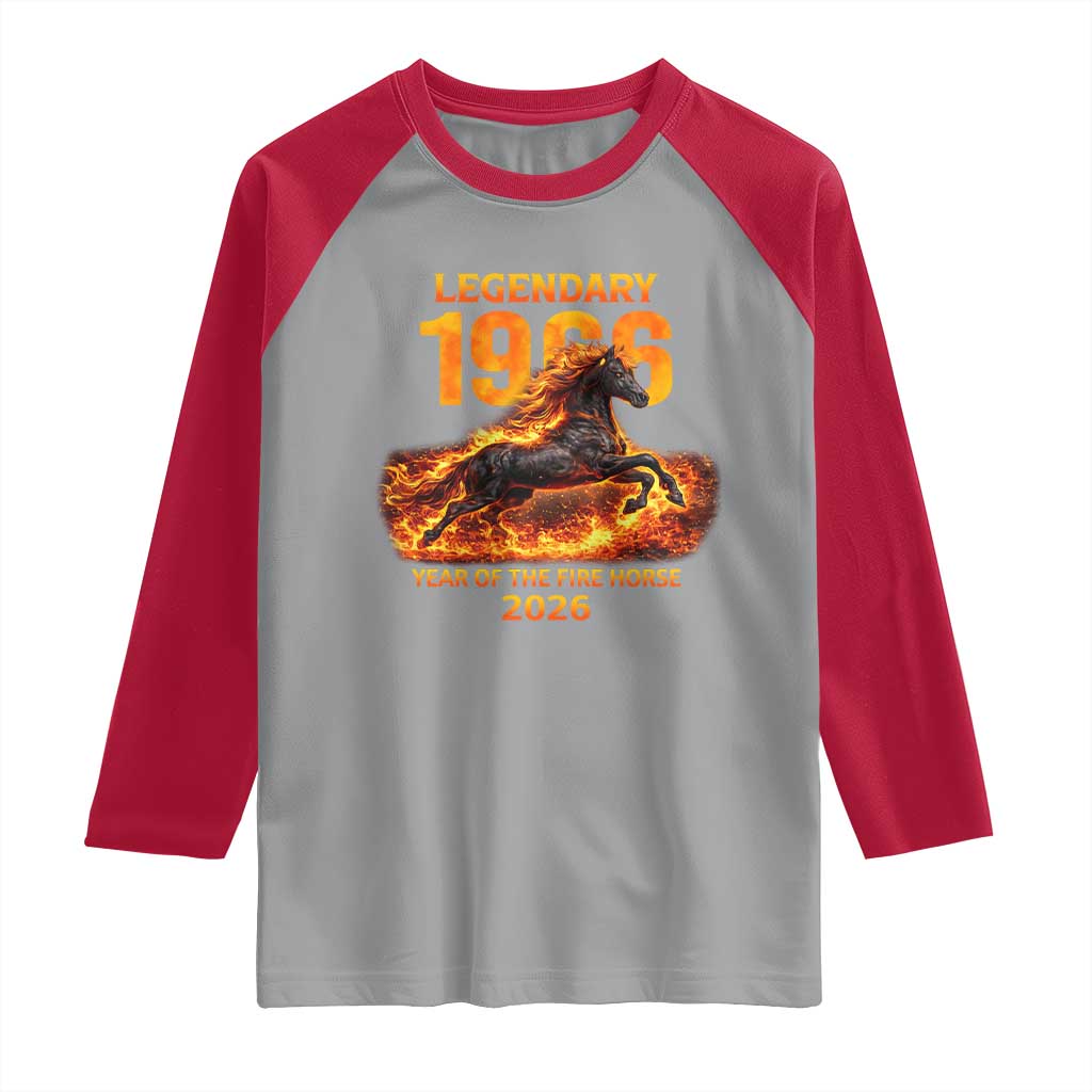 Legendary 1966 Year of the Fire Horse Raglan Shirt Fiery 2026 Zodiac Birthday Gift - Wonder Print Shop