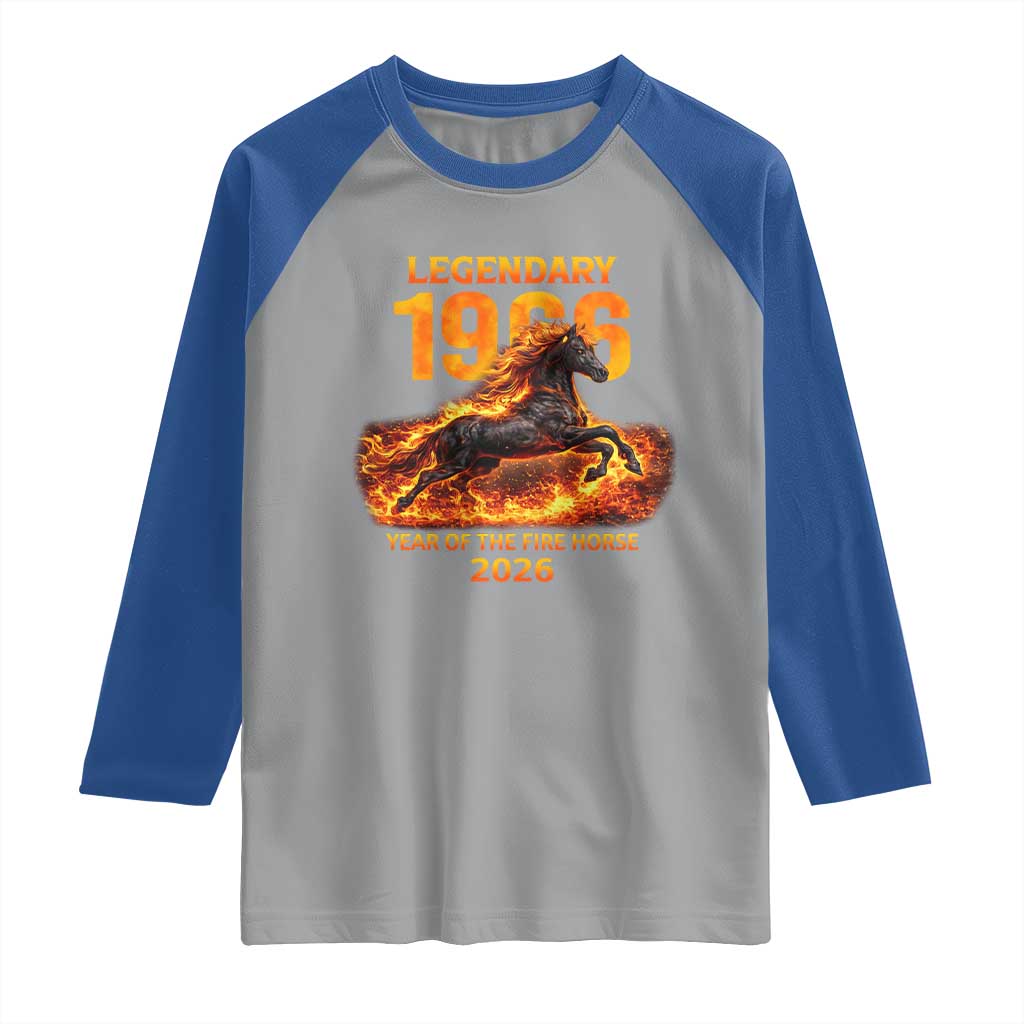 Legendary 1966 Year of the Fire Horse Raglan Shirt Fiery 2026 Zodiac Birthday Gift - Wonder Print Shop