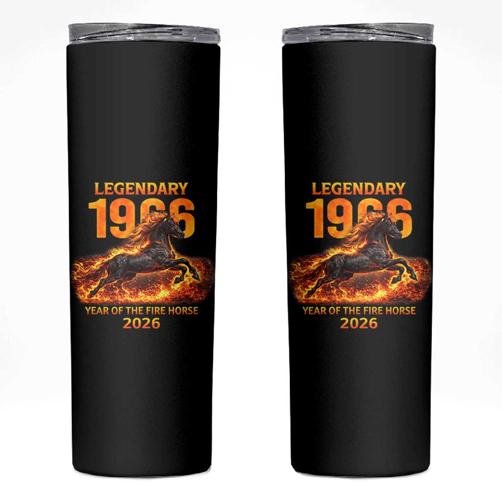 Legendary 1966 Year of the Fire Horse Skinny Tumbler Fiery 2026 Zodiac Birthday Gift - Wonder Print Shop
