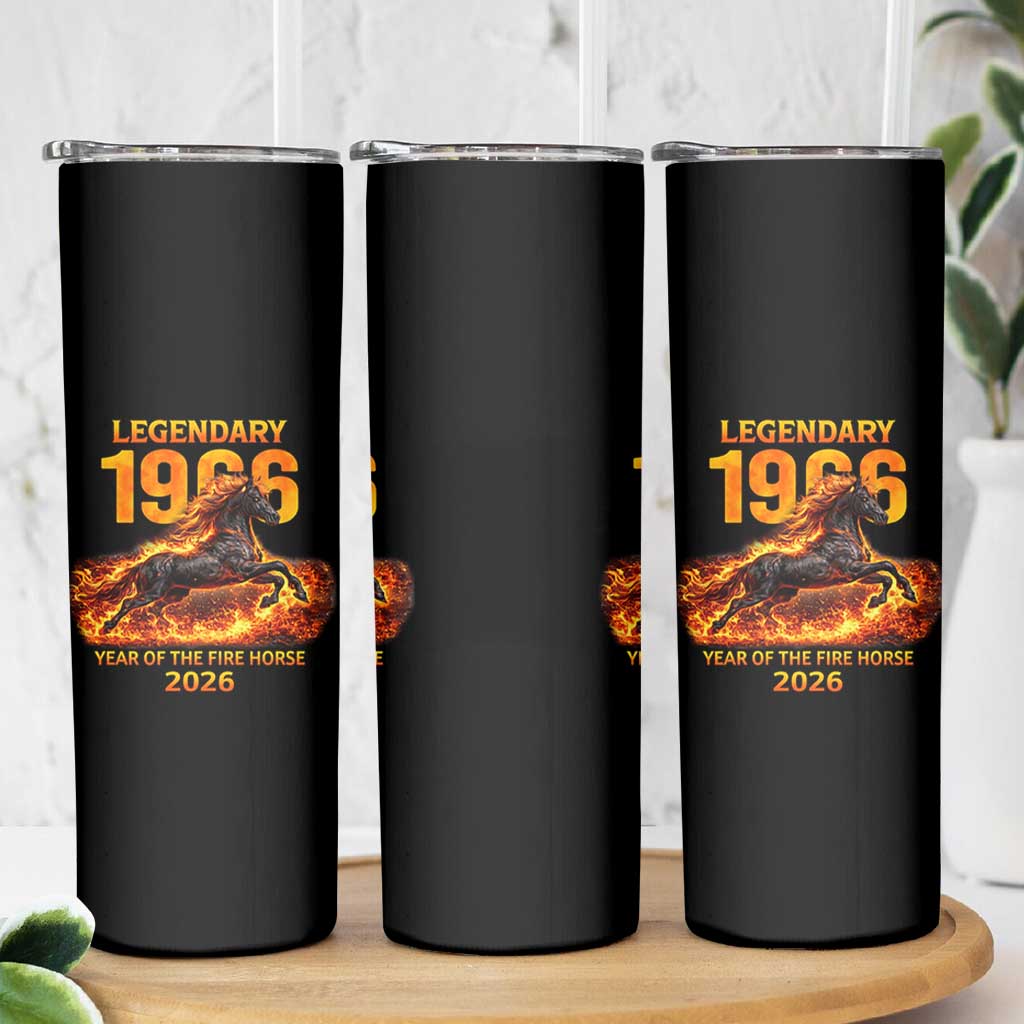 Legendary 1966 Year of the Fire Horse Skinny Tumbler Fiery 2026 Zodiac Birthday Gift - Wonder Print Shop