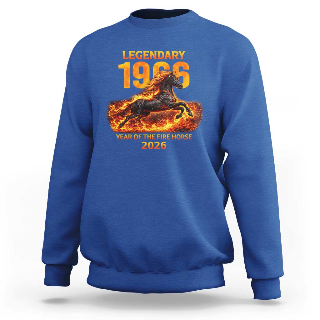 Legendary 1966 Year of the Fire Horse Sweatshirt Fiery 2026 Zodiac Birthday Gift - Wonder Print Shop