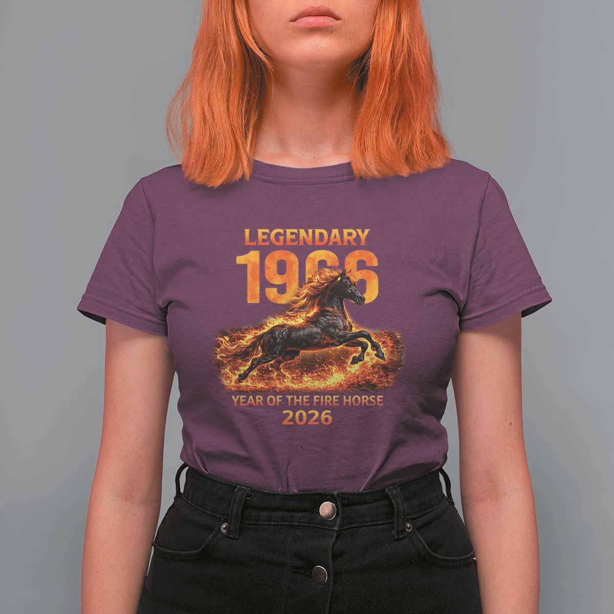 Legendary 1966 Year of the Fire Horse T Shirt For Women Fiery 2026 Zodiac Birthday Gift - Wonder Print Shop