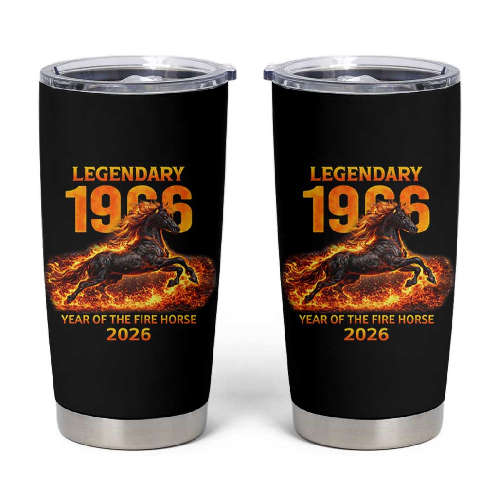 Legendary 1966 Year of the Fire Horse Tumbler Cup Fiery 2026 Zodiac Birthday Gift - Wonder Print Shop