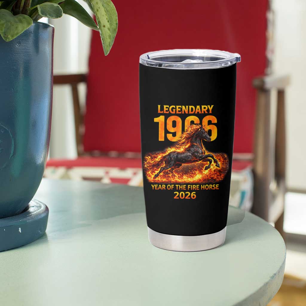 Legendary 1966 Year of the Fire Horse Tumbler Cup Fiery 2026 Zodiac Birthday Gift - Wonder Print Shop