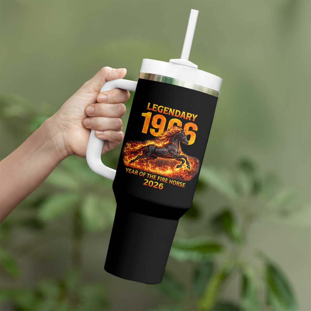 Legendary 1966 Year of the Fire Horse Tumbler With Handle Fiery 2026 Zodiac Birthday Gift - Wonder Print Shop