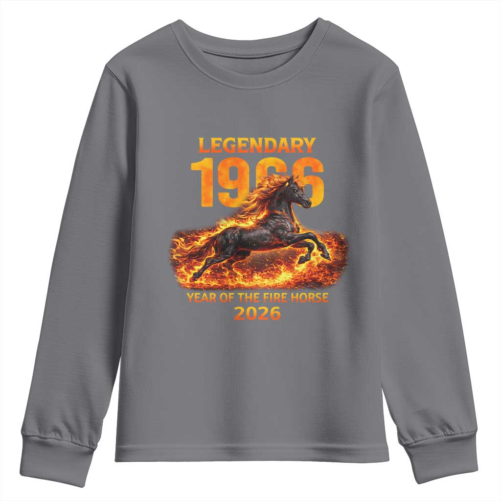 Legendary 1966 Year of the Fire Horse Youth Sweatshirt Fiery 2026 Zodiac Birthday Gift - Wonder Print Shop
