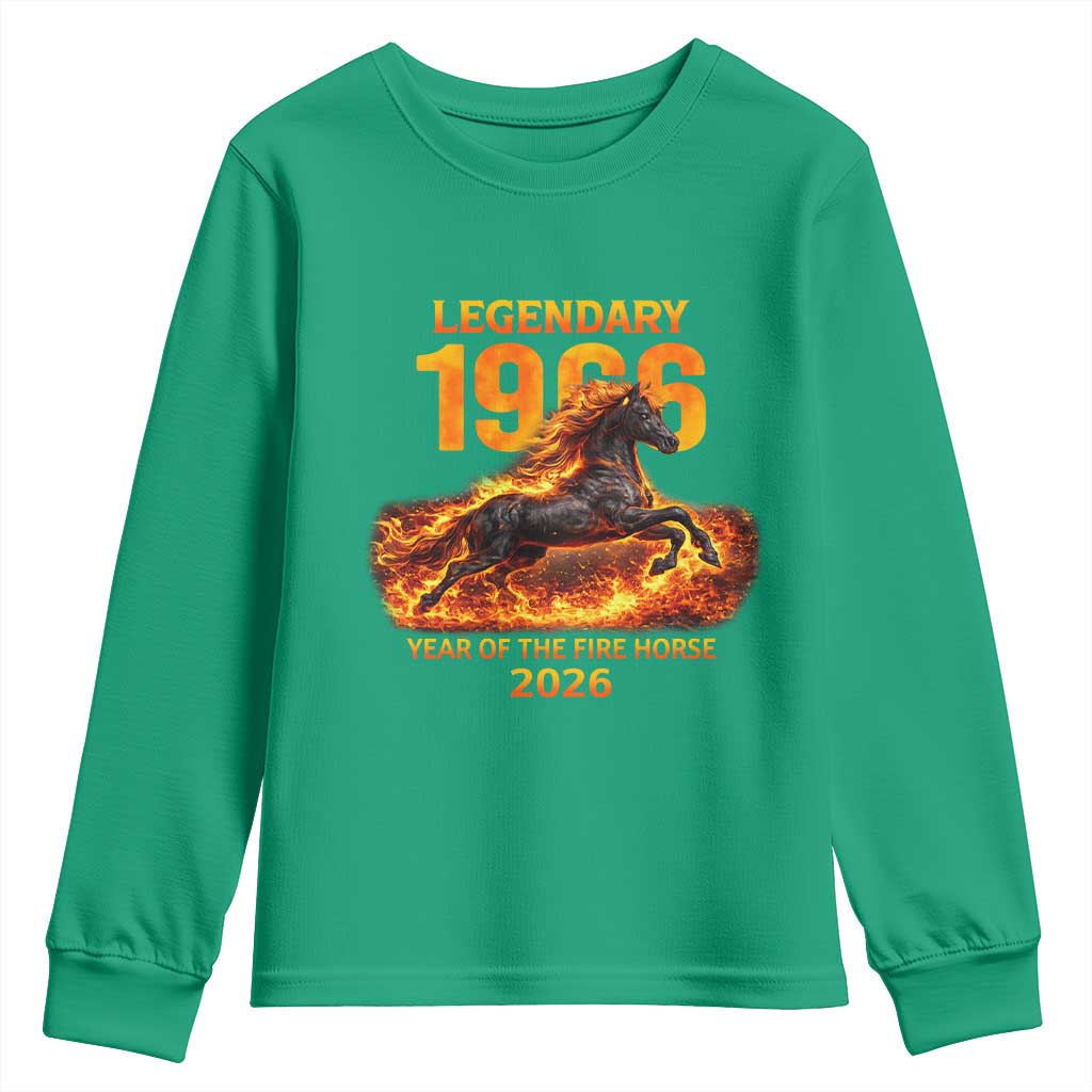 Legendary 1966 Year of the Fire Horse Youth Sweatshirt Fiery 2026 Zodiac Birthday Gift - Wonder Print Shop