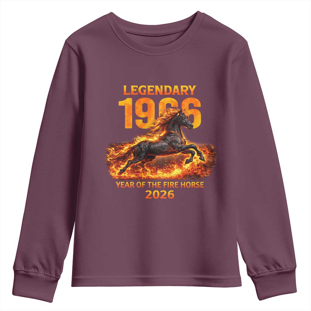 Legendary 1966 Year of the Fire Horse Youth Sweatshirt Fiery 2026 Zodiac Birthday Gift - Wonder Print Shop
