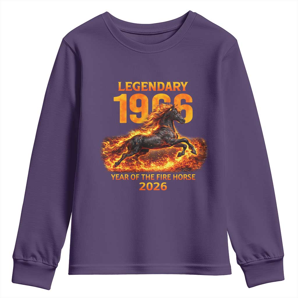 Legendary 1966 Year of the Fire Horse Youth Sweatshirt Fiery 2026 Zodiac Birthday Gift - Wonder Print Shop
