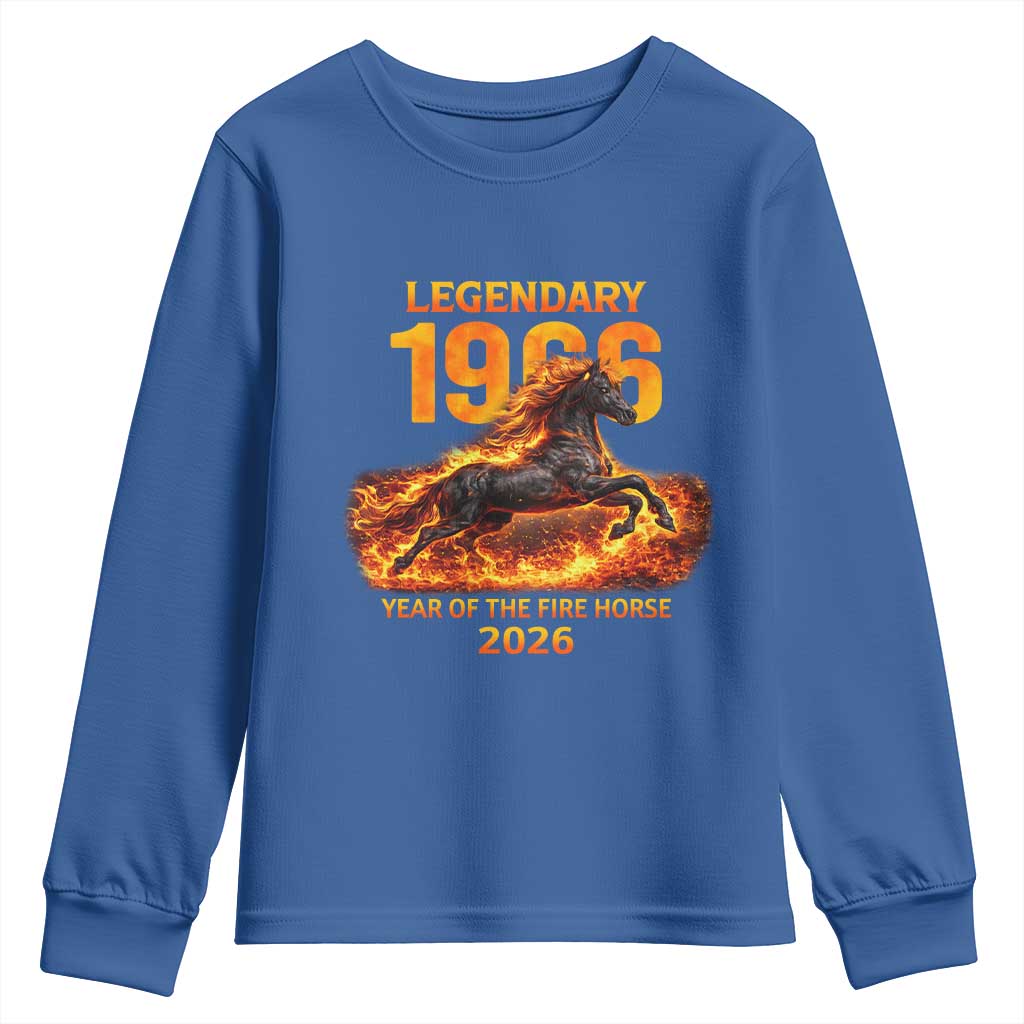 Legendary 1966 Year of the Fire Horse Youth Sweatshirt Fiery 2026 Zodiac Birthday Gift - Wonder Print Shop