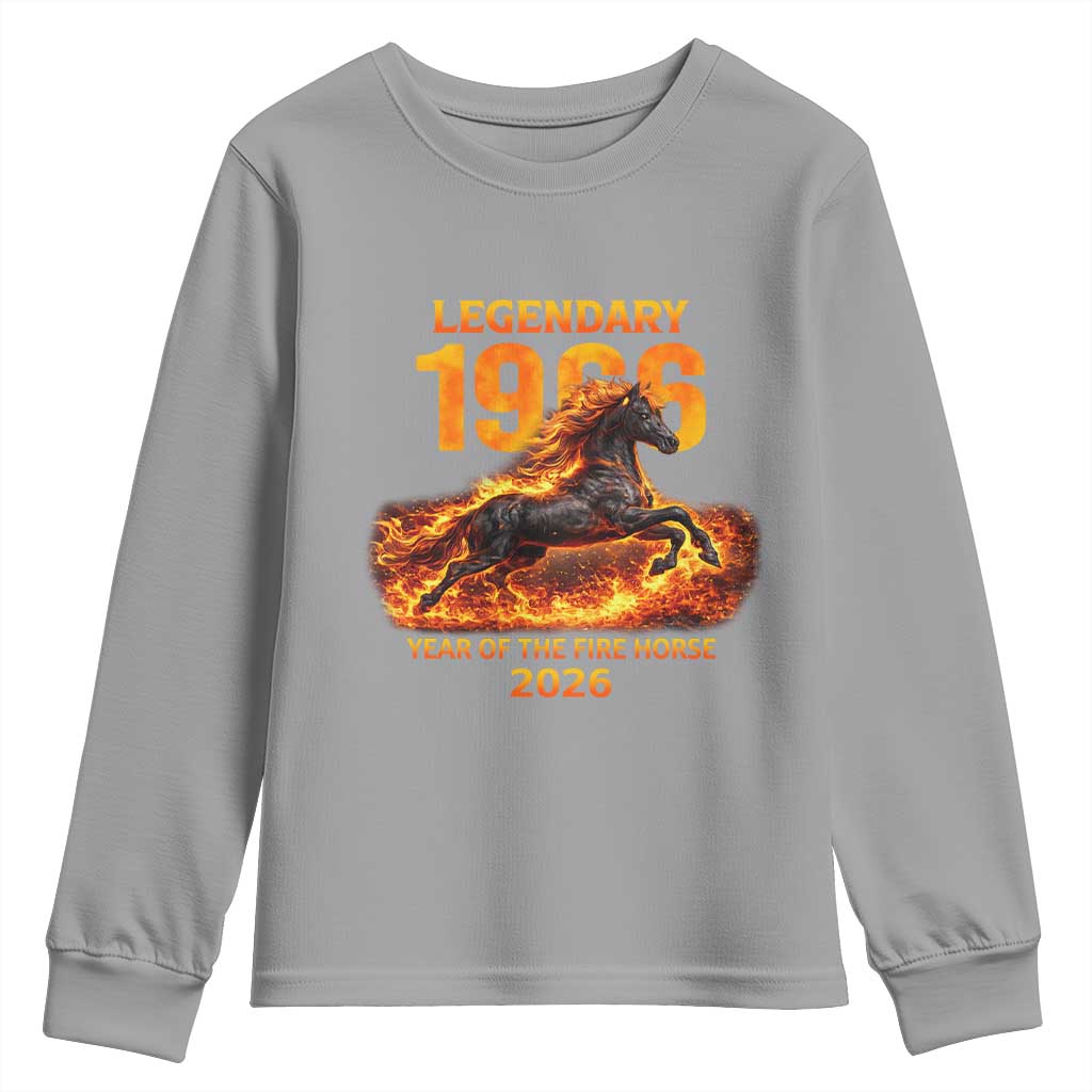 Legendary 1966 Year of the Fire Horse Youth Sweatshirt Fiery 2026 Zodiac Birthday Gift - Wonder Print Shop
