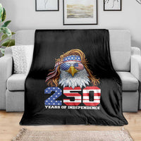 250 Years of Independece Patriotic Eagle Throw Blanket 1776 2026 USA Flag 4th of July Semiquincentennial - Wonder Print Shop