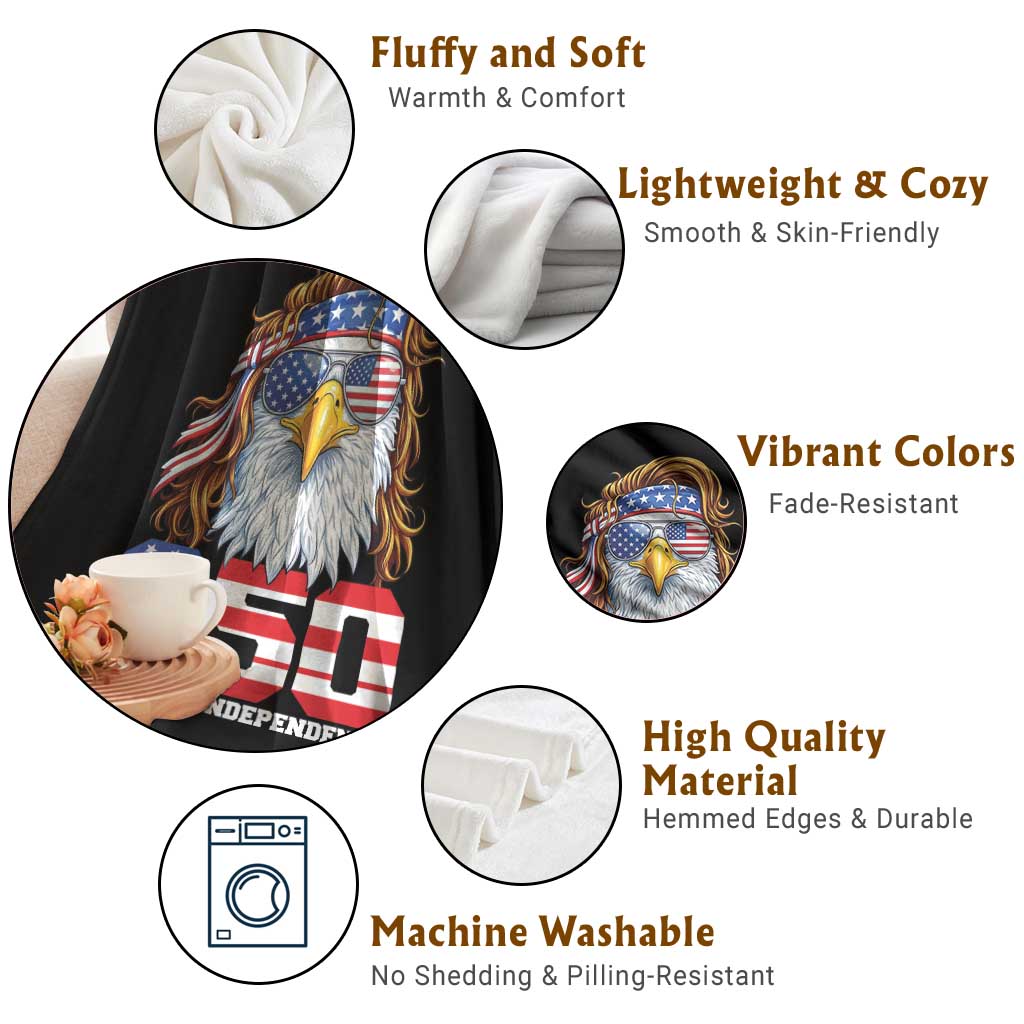 250 Years of Independece Patriotic Eagle Throw Blanket 1776 2026 USA Flag 4th of July Semiquincentennial - Wonder Print Shop