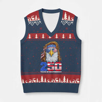 250 Years of Independece Patriotic Eagle V-Neck Knit Sweater Vest 1776 2026 USA Flag 4th of July Semiquincentennial - Wonder Print Shop