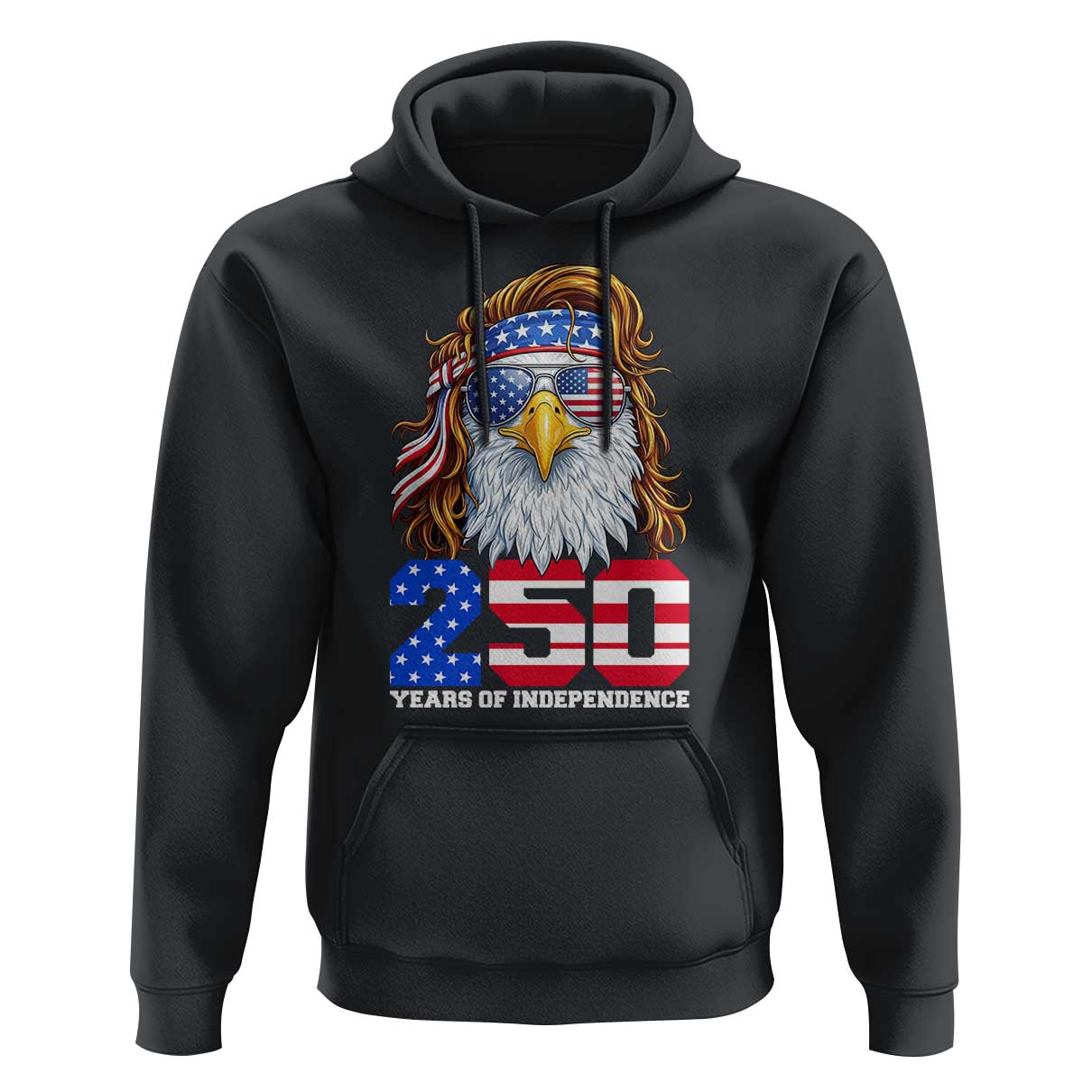 250 Years of Independece Patriotic Eagle Hoodie 1776 2026 USA Flag 4th of July Semiquincentennial - Wonder Print Shop