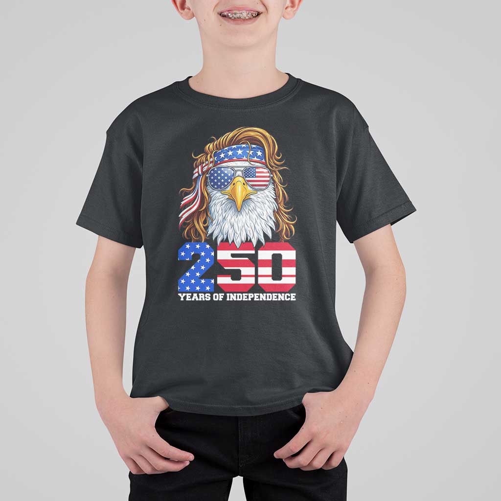 250 Years of Independece Patriotic Eagle T Shirt For Kid 1776 2026 USA Flag 4th of July Semiquincentennial - Wonder Print Shop