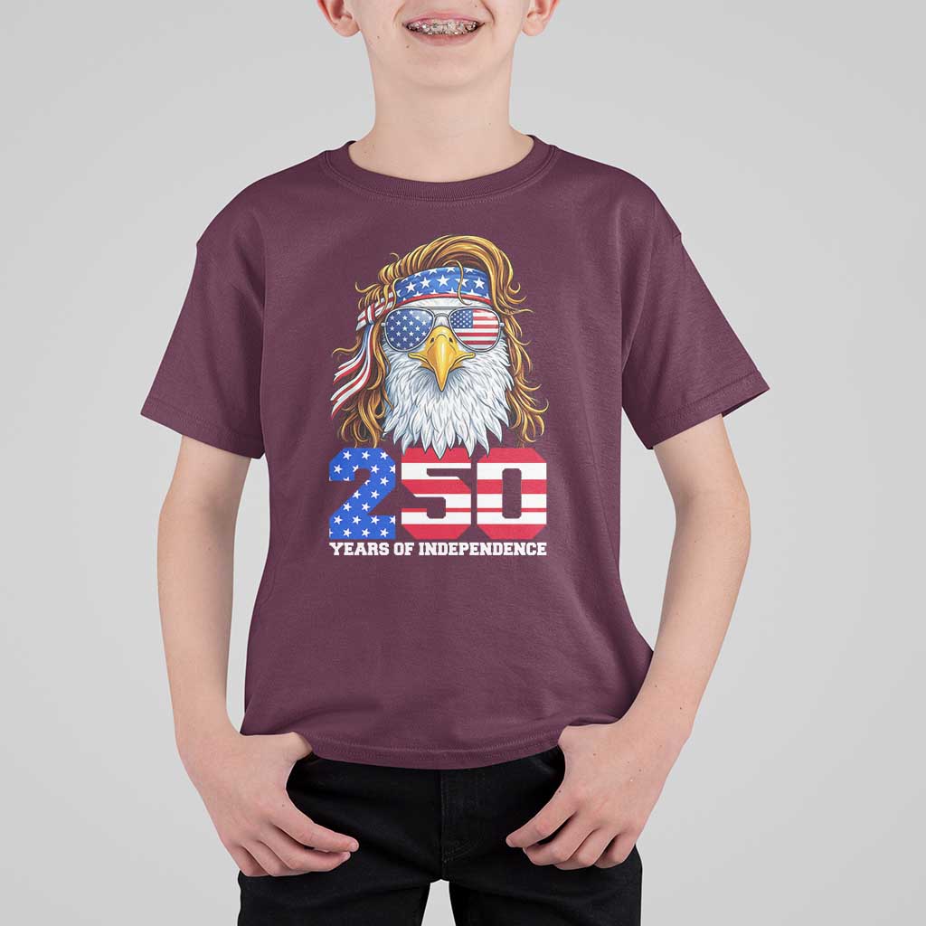 250 Years of Independece Patriotic Eagle T Shirt For Kid 1776 2026 USA Flag 4th of July Semiquincentennial - Wonder Print Shop
