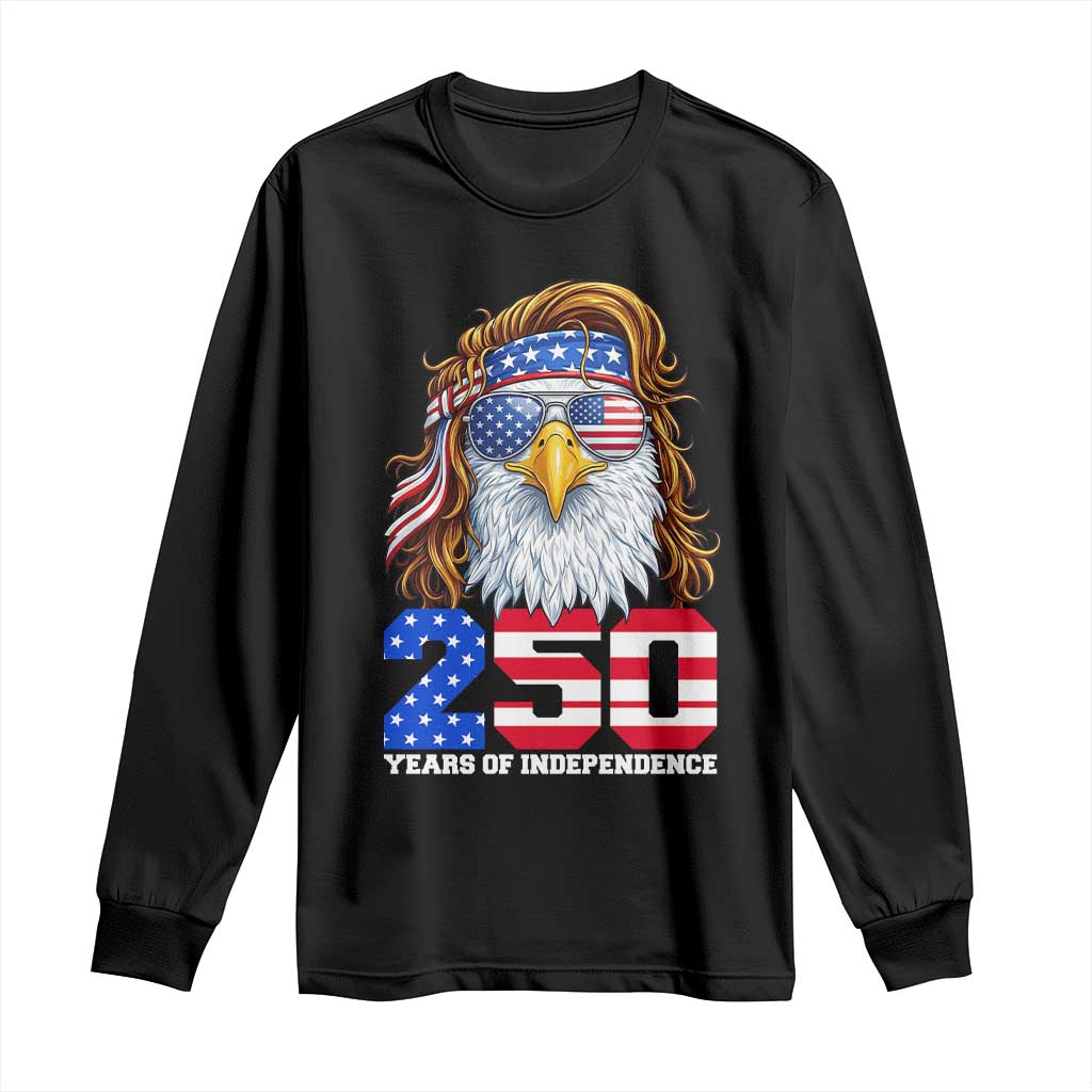 250 Years of Independece Patriotic Eagle Long Sleeve Shirt 1776 2026 USA Flag 4th of July Semiquincentennial - Wonder Print Shop
