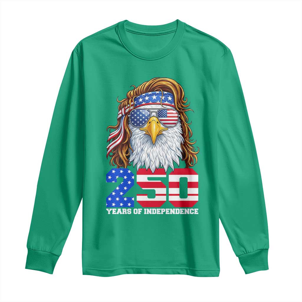 250 Years of Independece Patriotic Eagle Long Sleeve Shirt 1776 2026 USA Flag 4th of July Semiquincentennial - Wonder Print Shop