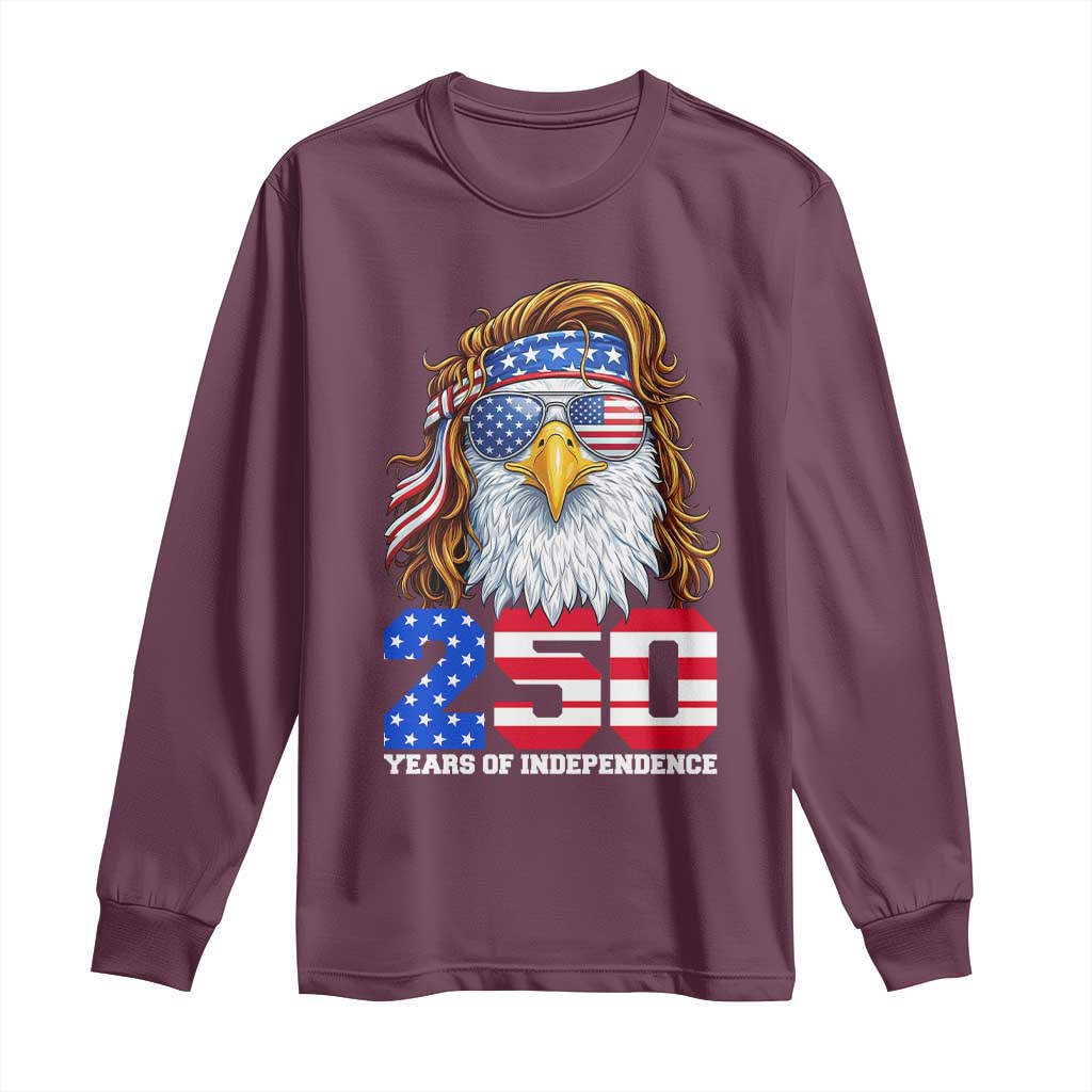 250 Years of Independece Patriotic Eagle Long Sleeve Shirt 1776 2026 USA Flag 4th of July Semiquincentennial - Wonder Print Shop