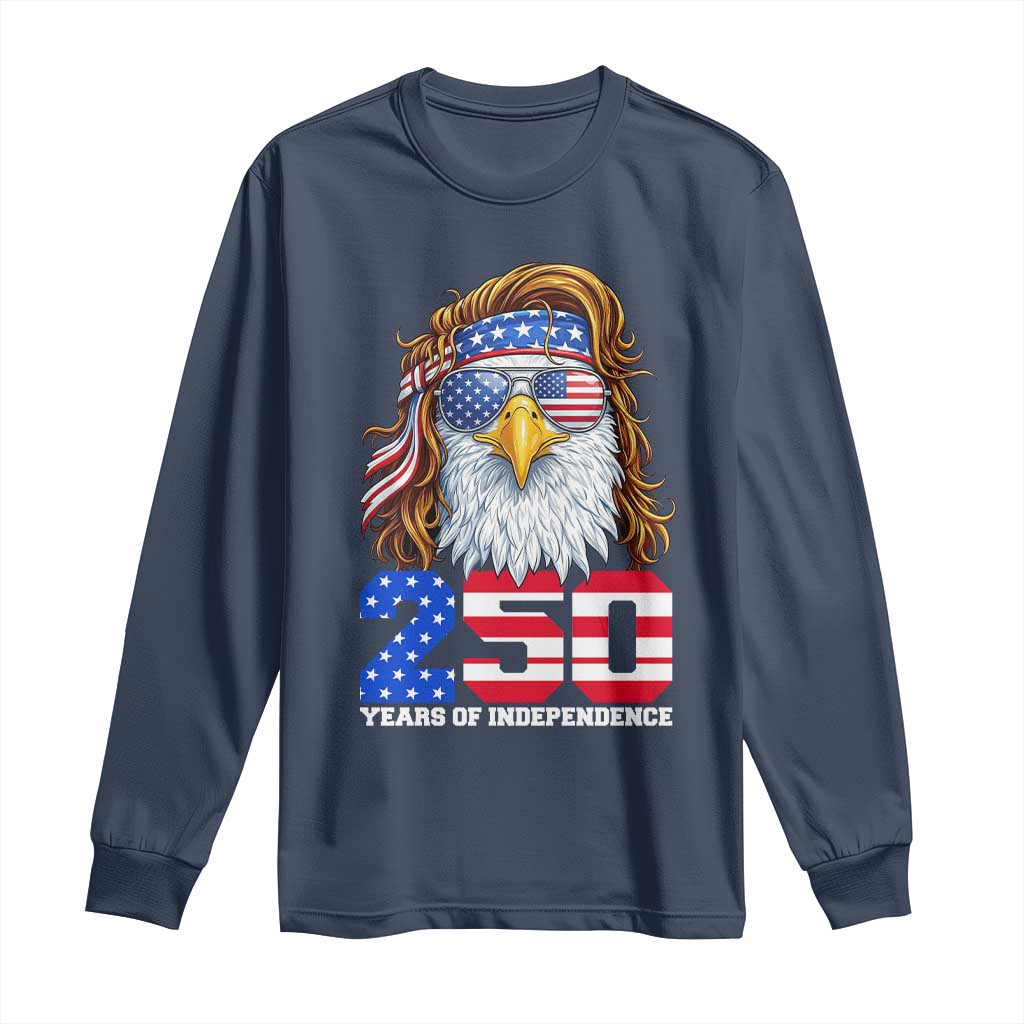 250 Years of Independece Patriotic Eagle Long Sleeve Shirt 1776 2026 USA Flag 4th of July Semiquincentennial - Wonder Print Shop