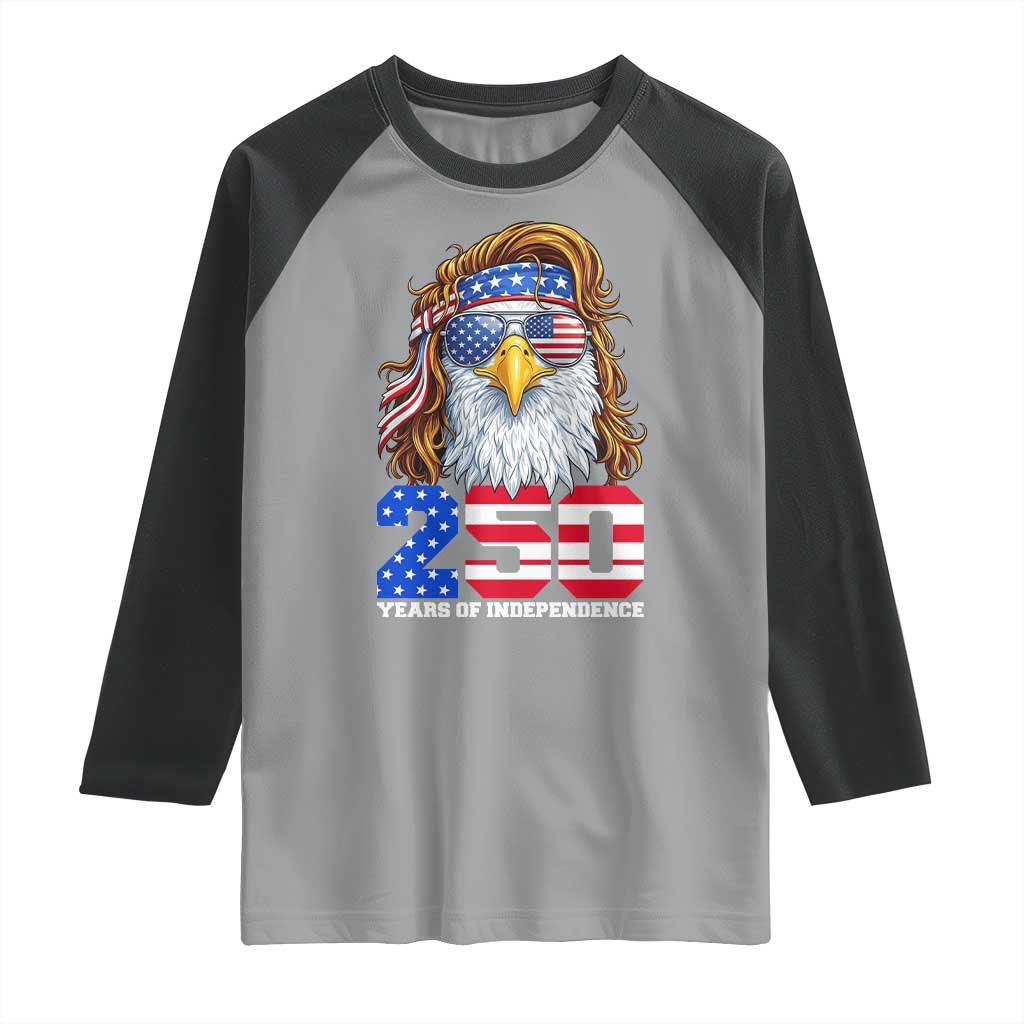 250 Years of Independece Patriotic Eagle Raglan Shirt 1776 2026 USA Flag 4th of July Semiquincentennial - Wonder Print Shop
