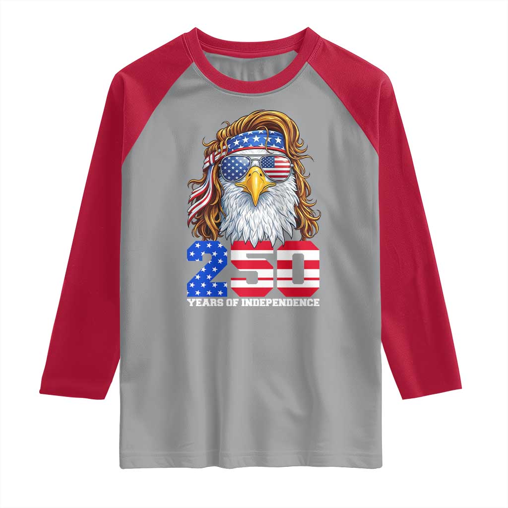 250 Years of Independece Patriotic Eagle Raglan Shirt 1776 2026 USA Flag 4th of July Semiquincentennial - Wonder Print Shop