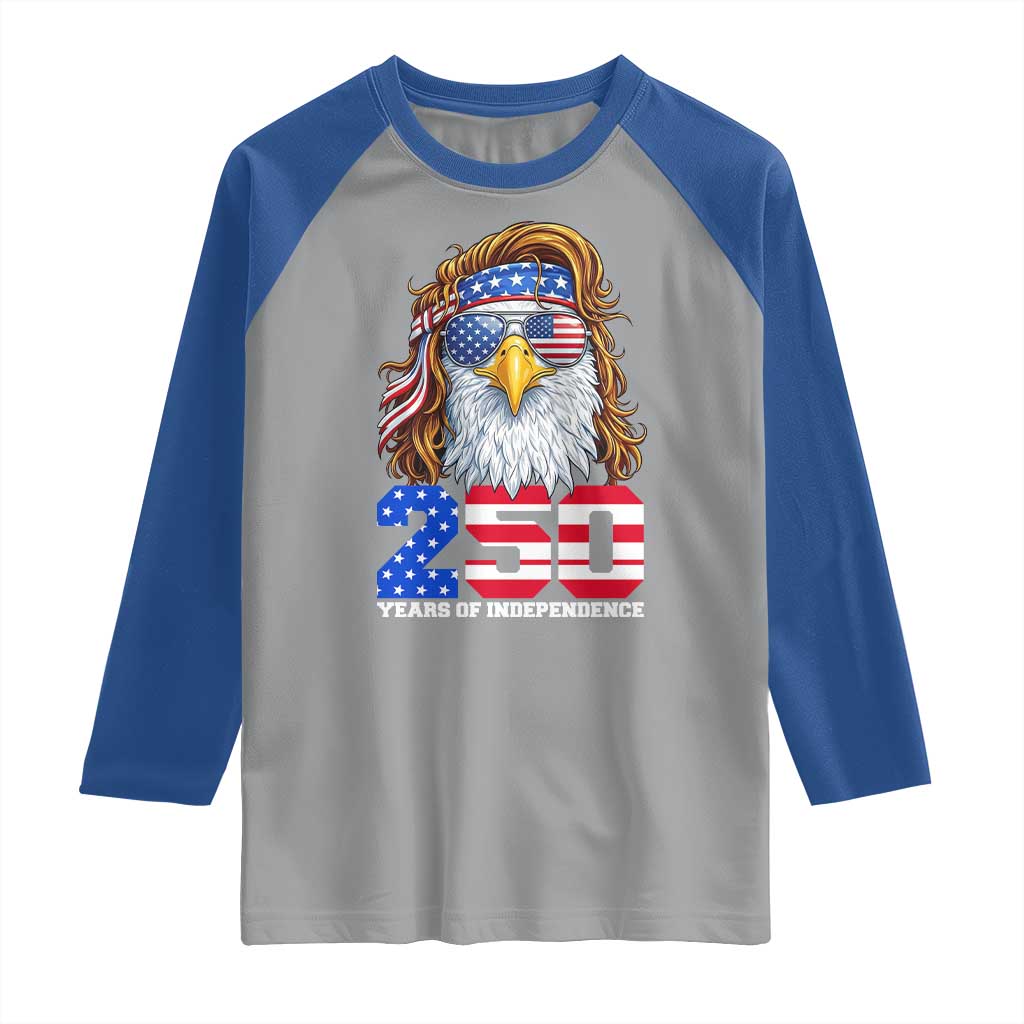 250 Years of Independece Patriotic Eagle Raglan Shirt 1776 2026 USA Flag 4th of July Semiquincentennial - Wonder Print Shop