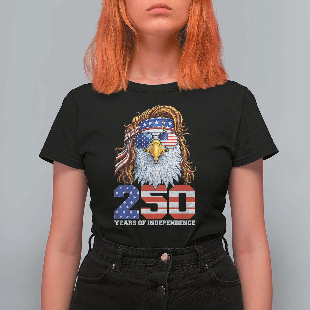 250 Years of Independece Patriotic Eagle T Shirt For Women 1776 2026 USA Flag 4th of July Semiquincentennial - Wonder Print Shop
