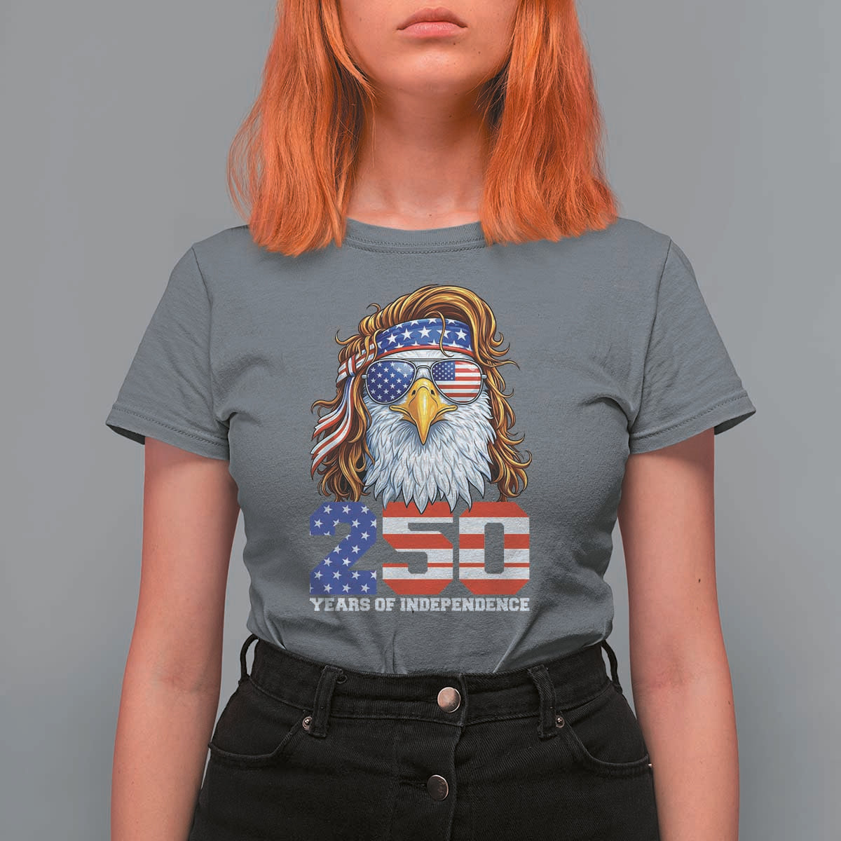 250 Years of Independece Patriotic Eagle T Shirt For Women 1776 2026 USA Flag 4th of July Semiquincentennial - Wonder Print Shop