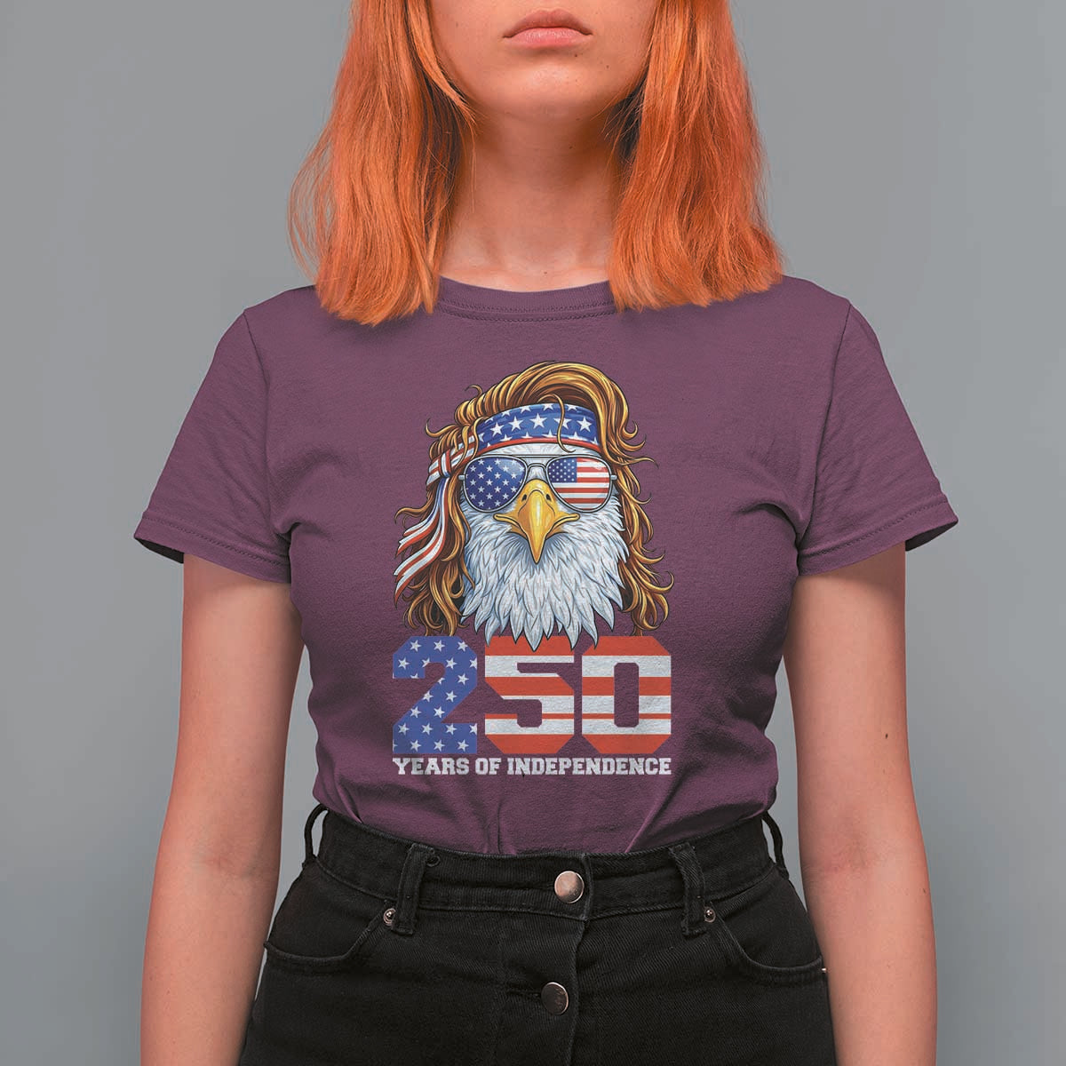 250 Years of Independece Patriotic Eagle T Shirt For Women 1776 2026 USA Flag 4th of July Semiquincentennial - Wonder Print Shop