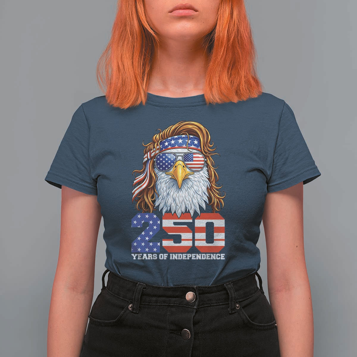 250 Years of Independece Patriotic Eagle T Shirt For Women 1776 2026 USA Flag 4th of July Semiquincentennial - Wonder Print Shop