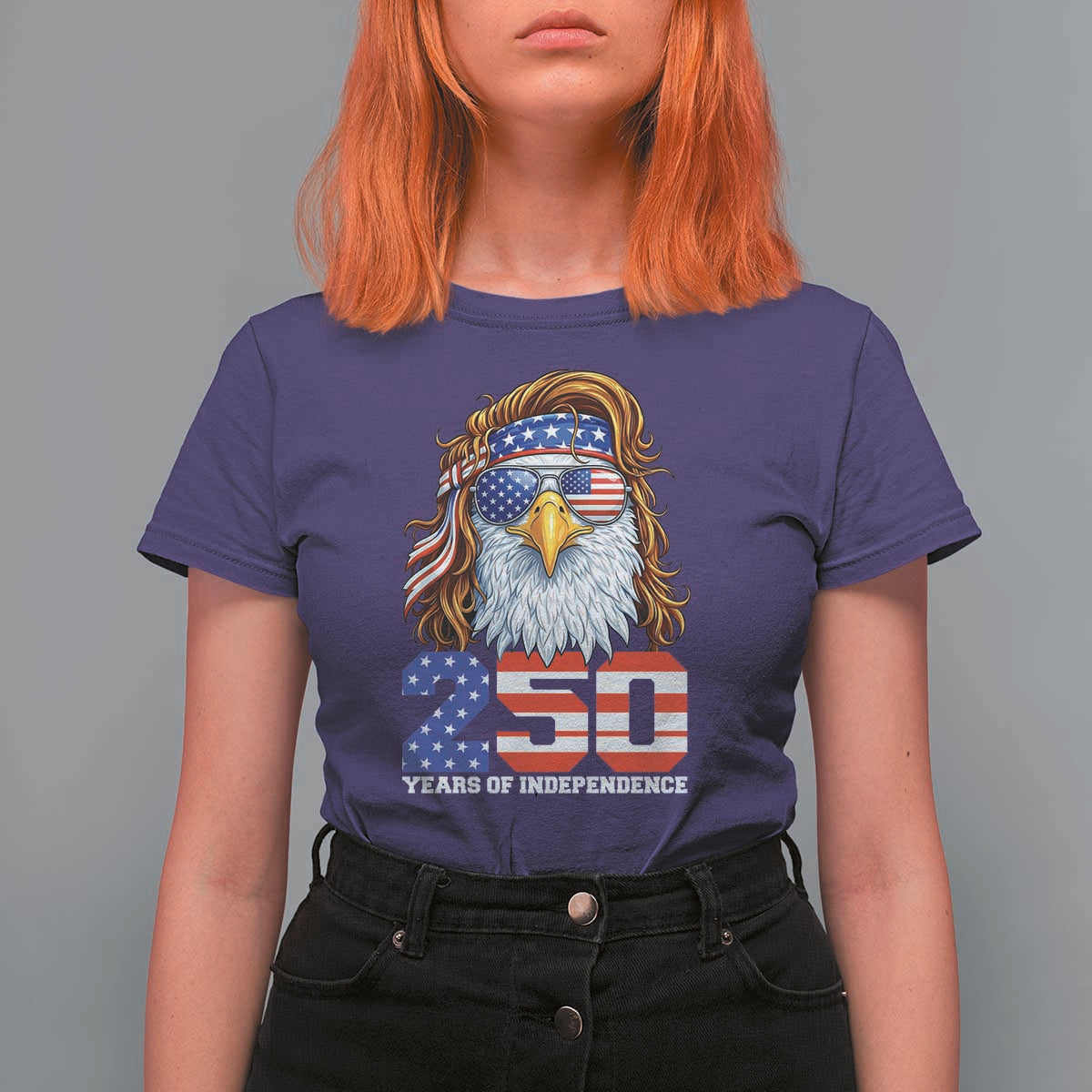 250 Years of Independece Patriotic Eagle T Shirt For Women 1776 2026 USA Flag 4th of July Semiquincentennial - Wonder Print Shop