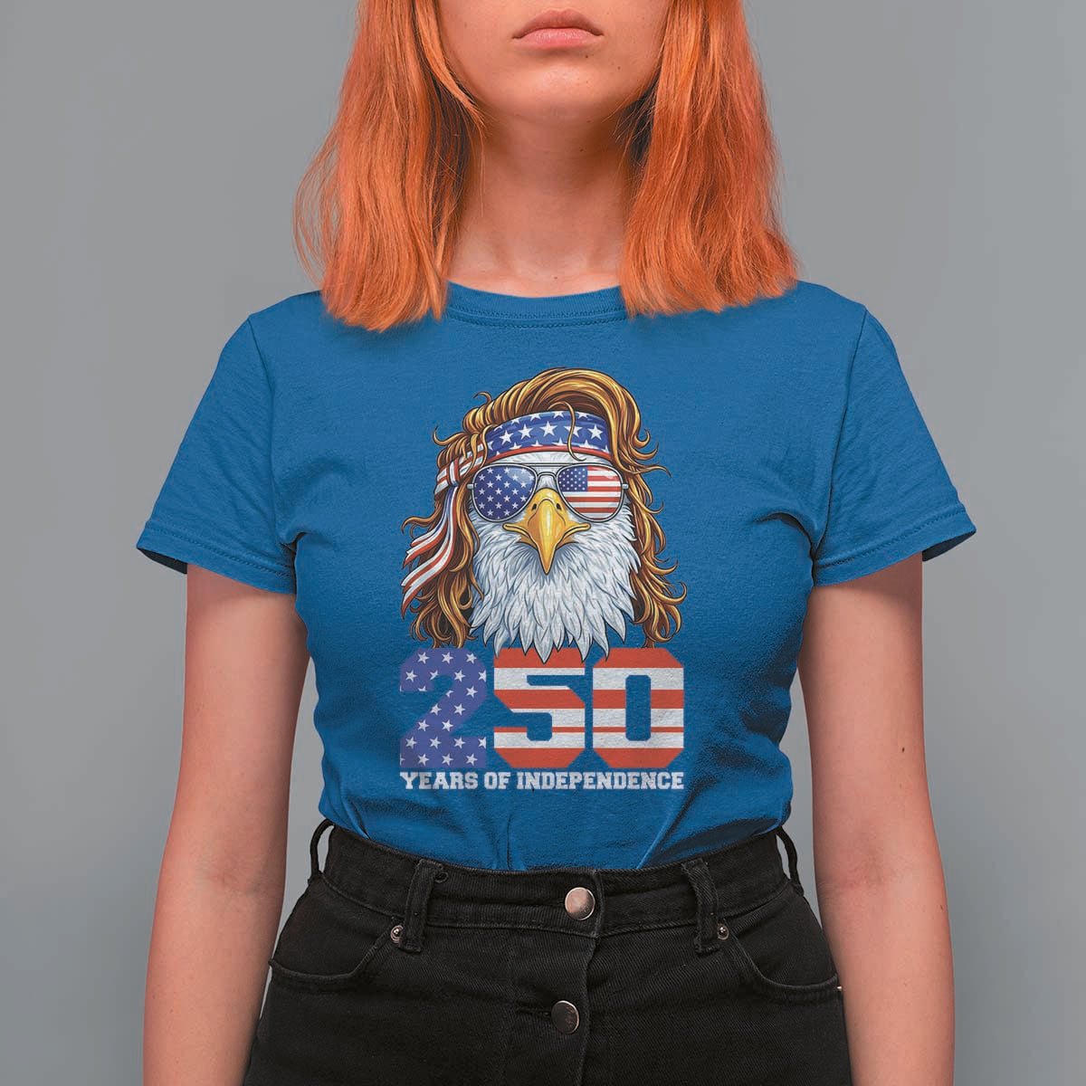 250 Years of Independece Patriotic Eagle T Shirt For Women 1776 2026 USA Flag 4th of July Semiquincentennial - Wonder Print Shop