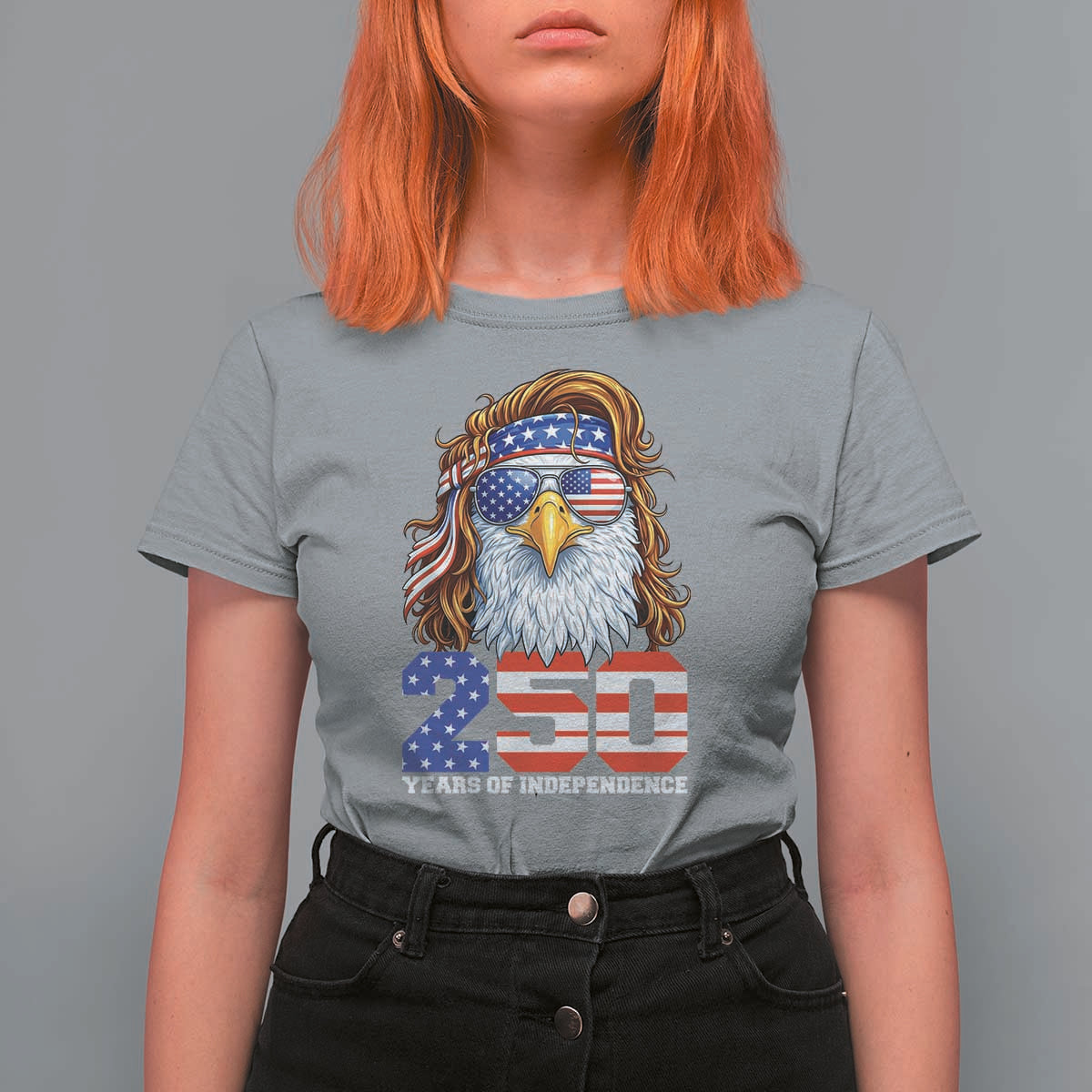 250 Years of Independece Patriotic Eagle T Shirt For Women 1776 2026 USA Flag 4th of July Semiquincentennial - Wonder Print Shop