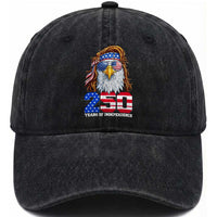 250 Years of Independece Patriotic Eagle Washed Cotton Baseball Cap 1776 2026 USA Flag 4th of July Semiquincentennial