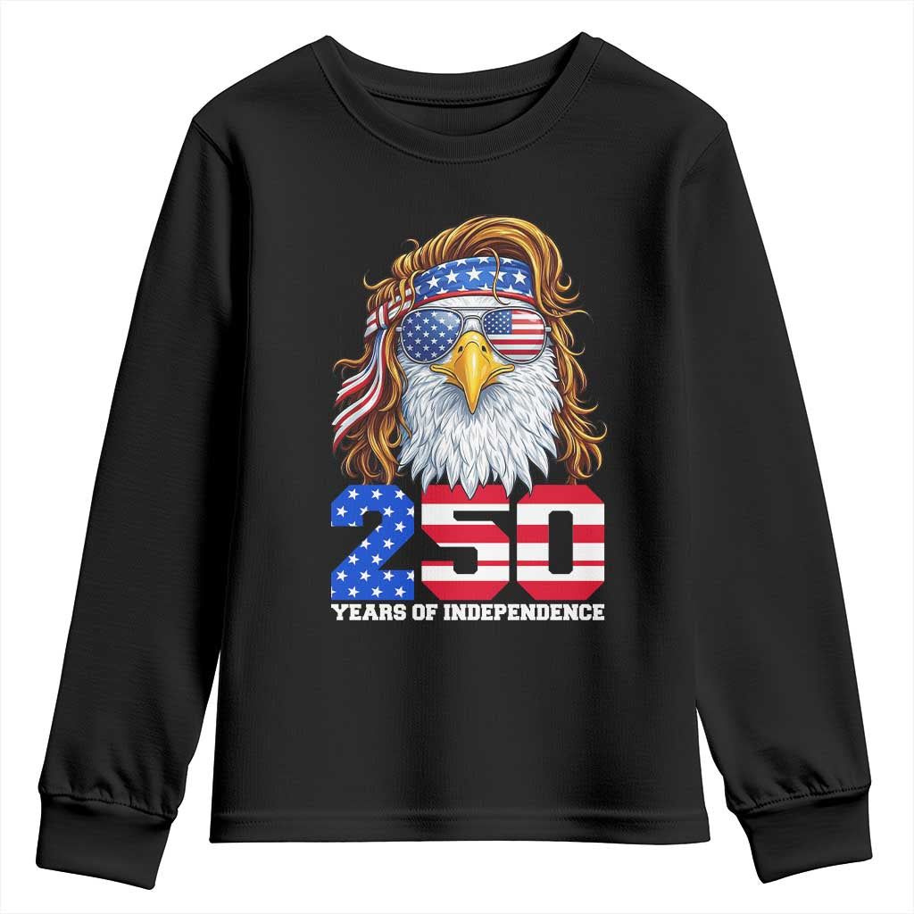 250 Years of Independece Patriotic Eagle Youth Sweatshirt 1776 2026 USA Flag 4th of July Semiquincentennial - Wonder Print Shop