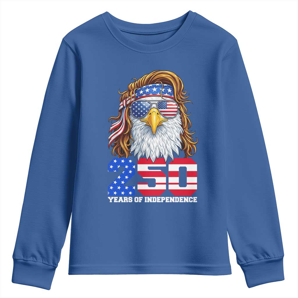 250 Years of Independece Patriotic Eagle Youth Sweatshirt 1776 2026 USA Flag 4th of July Semiquincentennial - Wonder Print Shop